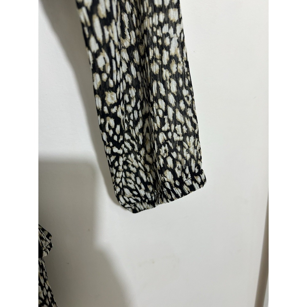 NWT Aqua Animal Print Smocked Mini Dress Chiffon Tasseled Party Chic Size XS - Picture 9 of 11